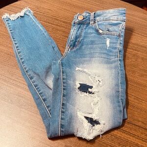 American Eagle Outfitters Ripped Blue Skinny Jeans